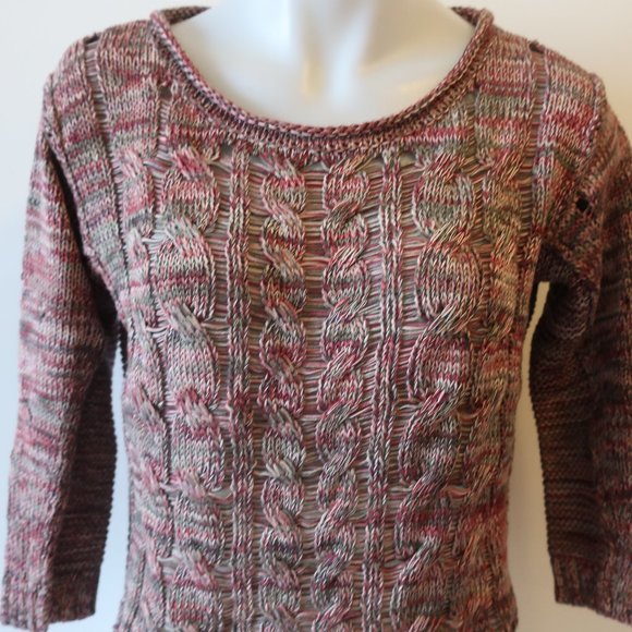 COTTON BY AUTUMN CASHMERE CABLE KNIT SWEATER XS * - Picture 4 of 8